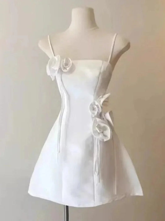 3D Flower Waist Camisole Short Party Dress -Guocali