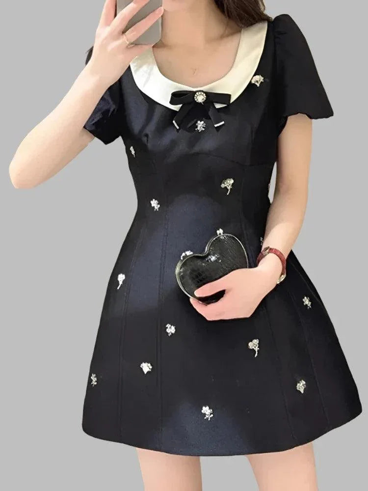Buy Diamond Studded Black A-Line Dress - A-Line Dress at GUOCALI Black / S Buy Diamond Studded Black A-Line Dress - A-Line Dress at GUOCALI Black / S