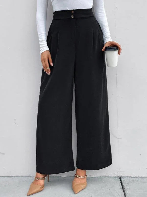 Chic Women Wide Leg Pants – High Rise Elastic -Guocali