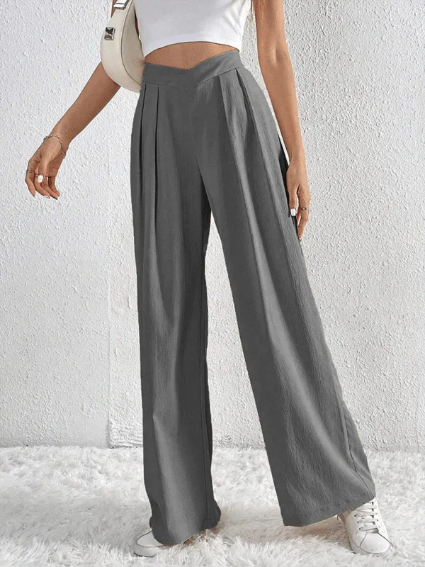 Chic Women Wide Leg Pants – High Rise Pleated -Guocali