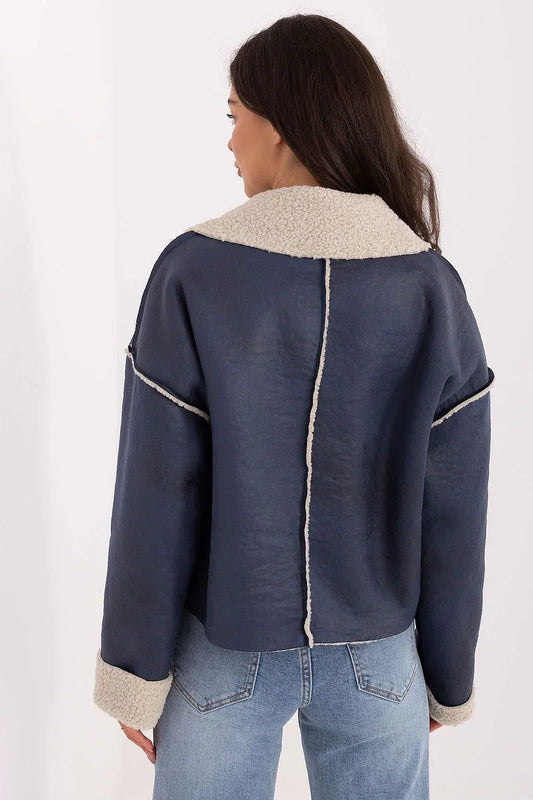 Women's Cropped Jacket - Lightweight Casual - Navy, Beige