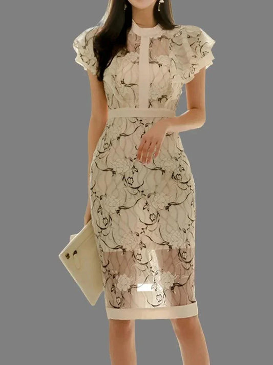 Fairy Style Butterfly Sleeve Work Dress -Guocali