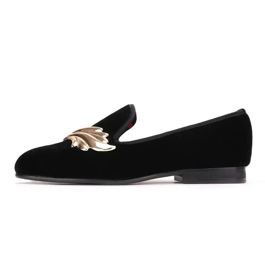 Golden Touch Velvet Loafers for Women -Guocali