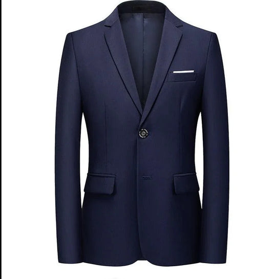 Men Blazer - 1-Button Style Formal Blazer - Navy Blue -Guocali