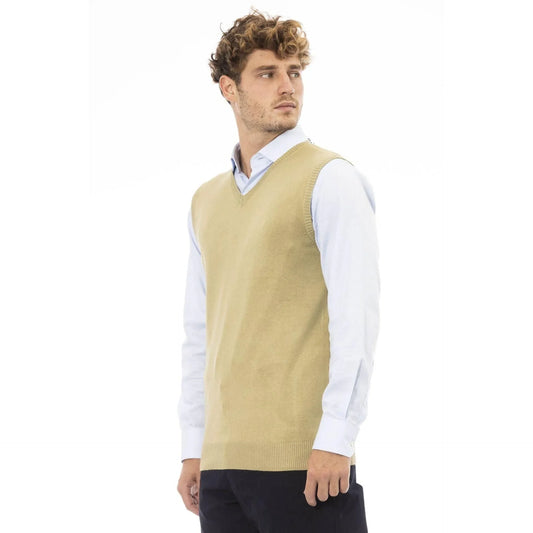 Men Sweater Vest - Lightweight - V-Neck Beige -Guocali