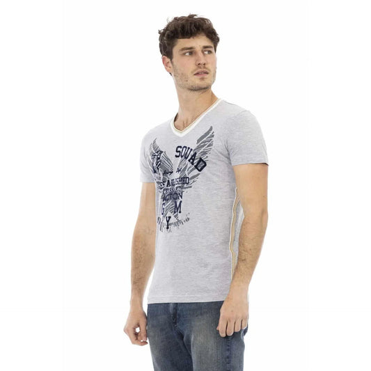 Men V-Neck Short-Sleeves T-Shirt – Breathable - Gray -Guocali
