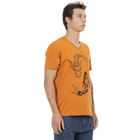 Men V-Neck Short-Sleeves T-Shirt – Breathable - Orange -Guocali