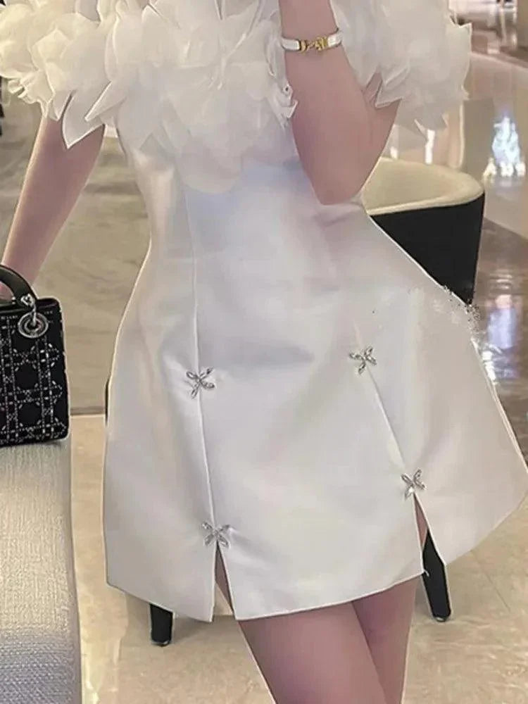 One-Shoulder Petal Sleeve A-Line Party Dress -Guocali