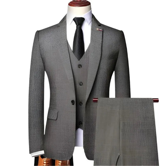 Retro Plaid Men Suit - Slim Fit Business Formal -Guocali