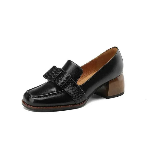 Square Toe Leather Pumps for Women -Guocali