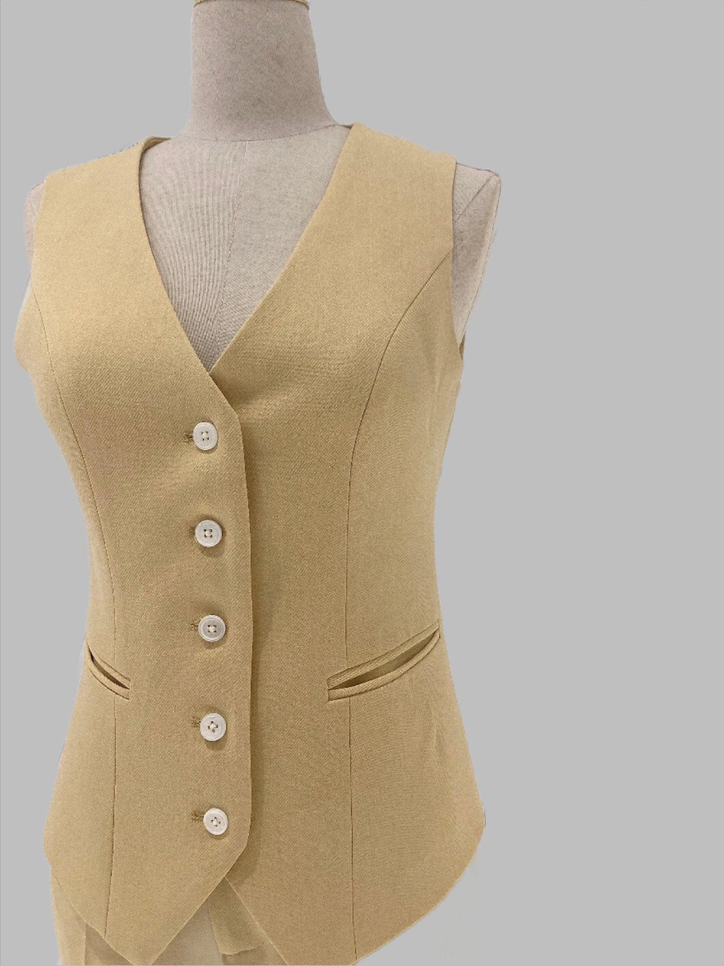 Three Piece Pant Suit - Asymmetrical Vest - Slim Fit Women Trouser Suit -Guocali