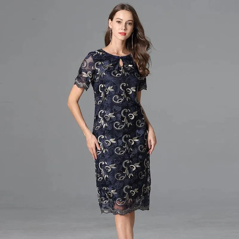 Vintage Three-Quarter Floral Loose Dress -Guocali