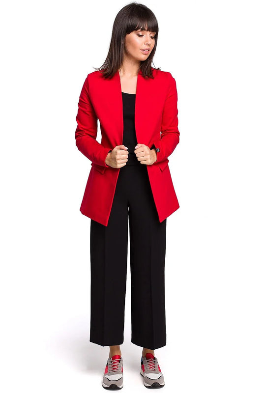 Women Blazer - Breathable - Slip-On - Red -Guocali