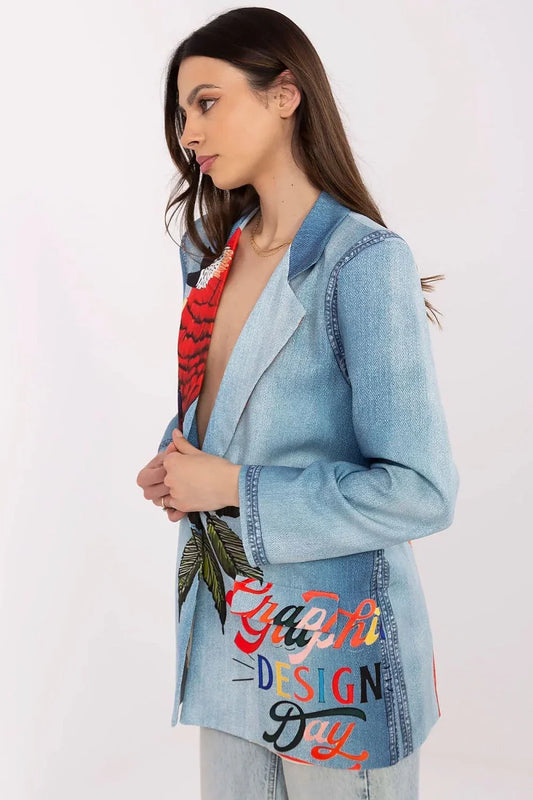 Women Blazer - Lightweight - 1-Button - Blue, Multicolor, Red, Orange, Green, Black, Yellow -Guocali