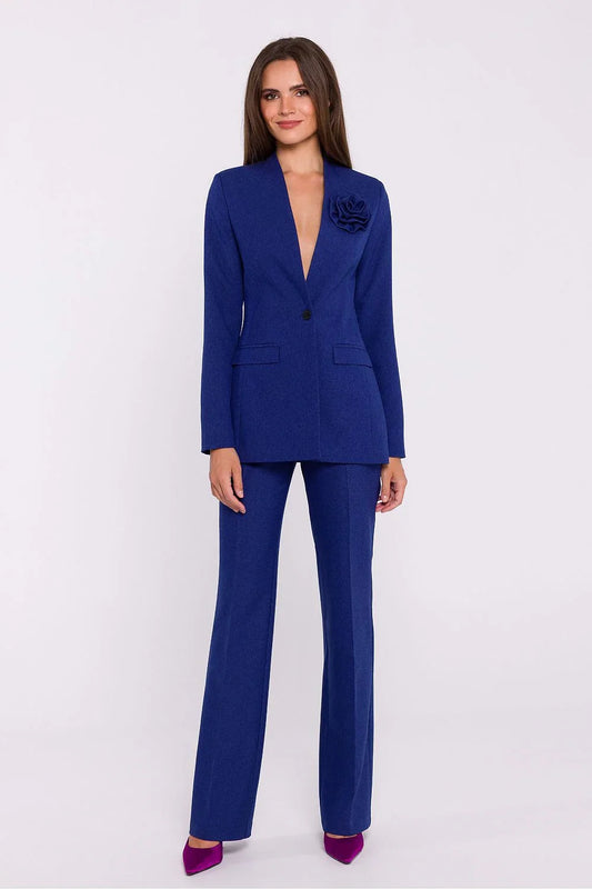 Women Blazer - Stretchable - 1-Button - Blue -Guocali