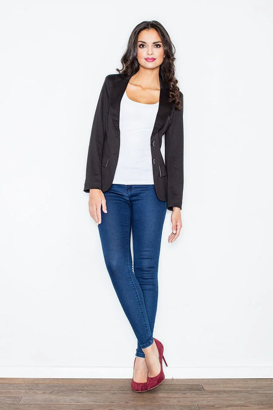 Women Blazer - Stretchable - Button - Black -Guocali