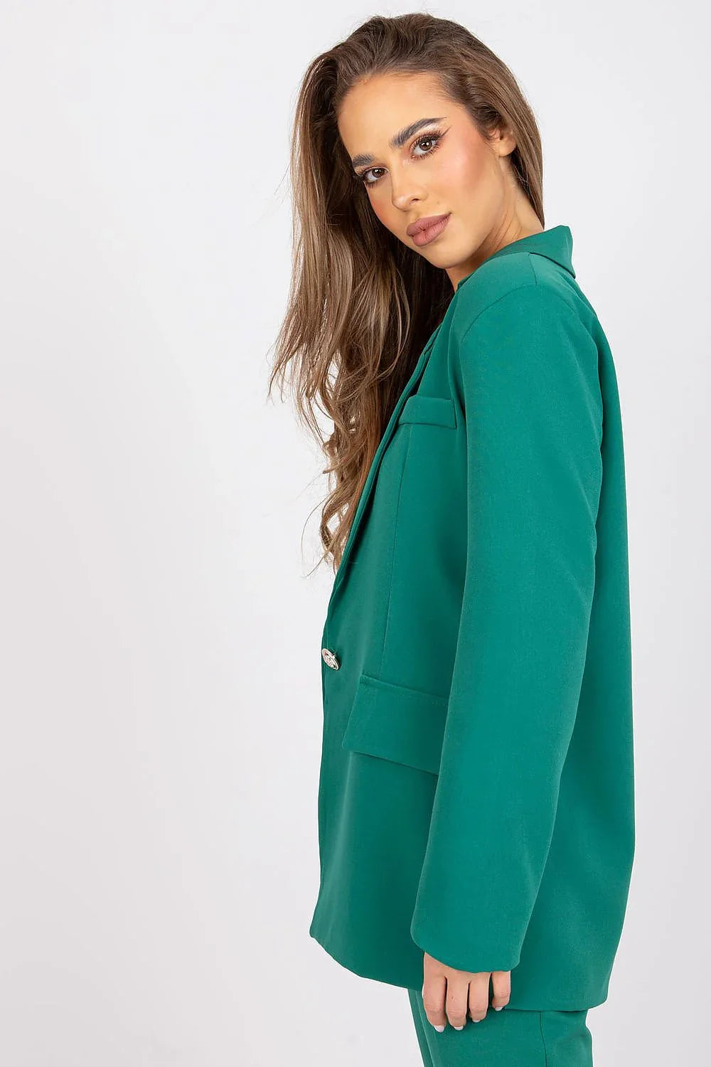 Women Blazer - Stretchable - Button - Green -Guocali