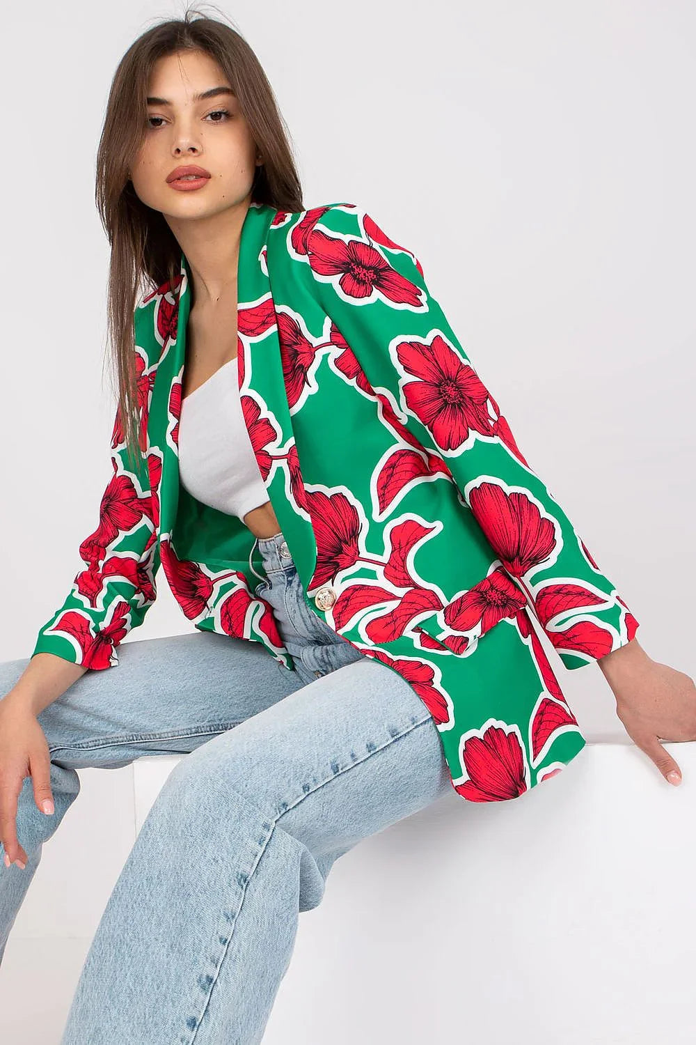 Women Blazer - Stretchable - Button - Green, Red, White -Guocali