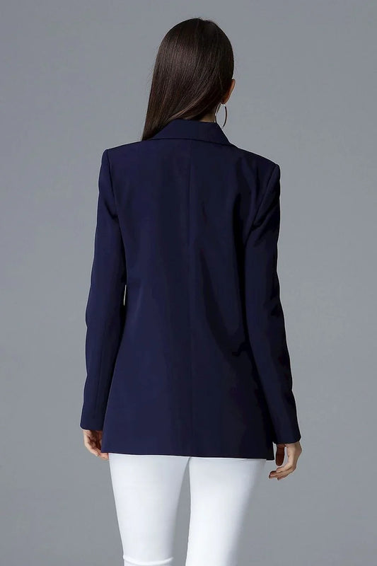 Women Blazer - Stretchable - Double-Breasted - Navy, Blue -Guocali