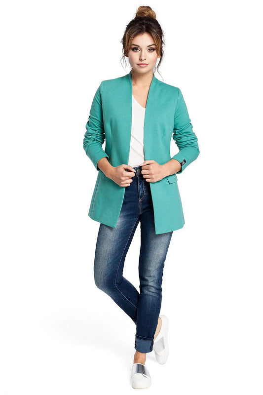Women Blazer - Stretchable - Slip-On - Green -Guocali