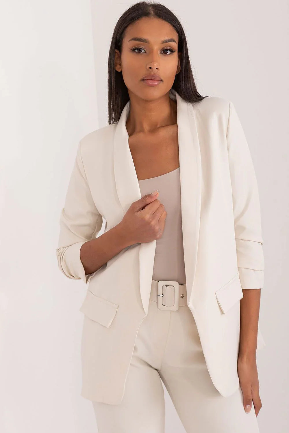 Women Blazer - Wrinkle-Resistant - 1-Button - Beige -Guocali