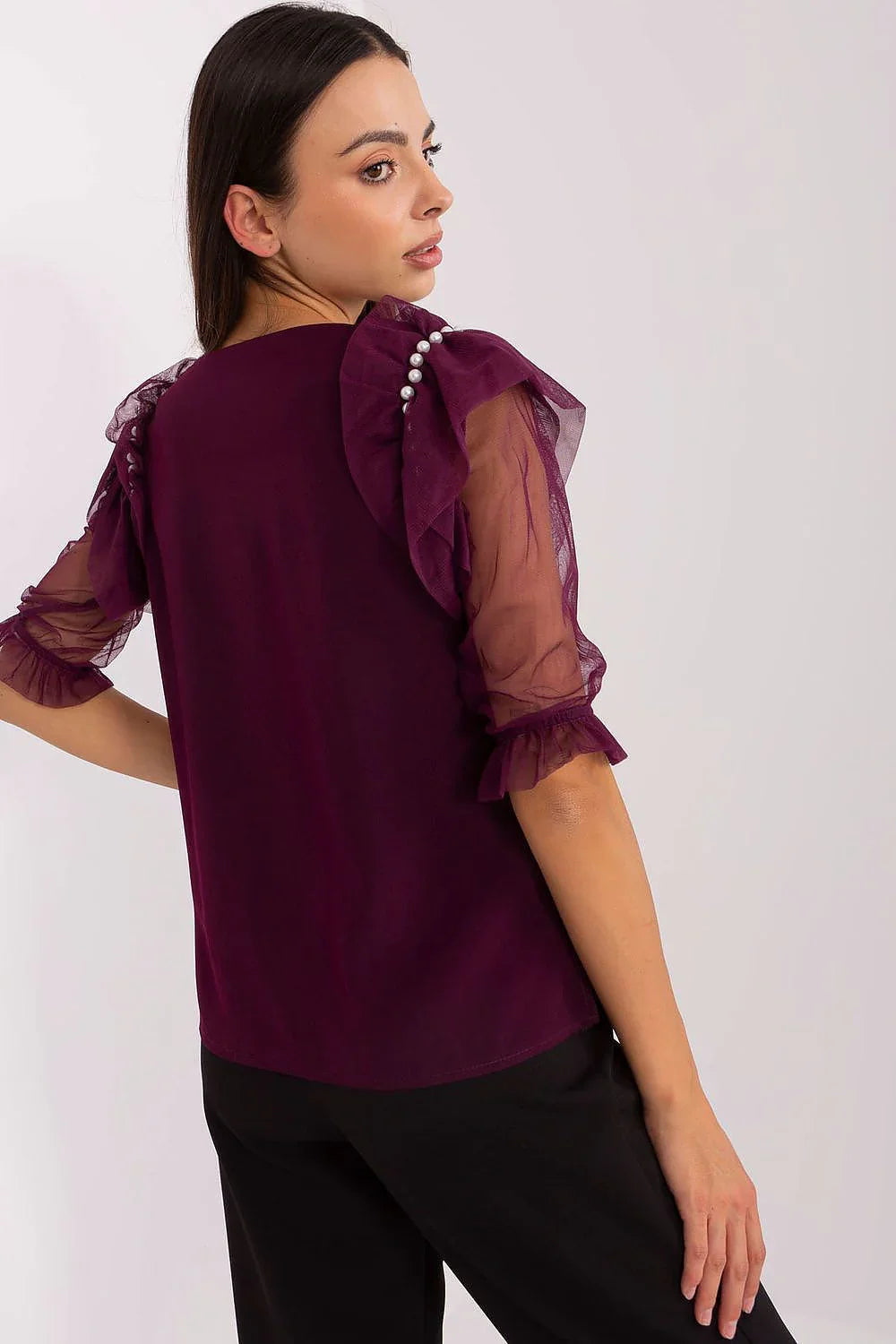 Women Blouse – Stretchable – Three-Quarter Sleeve - Purple -Guocali