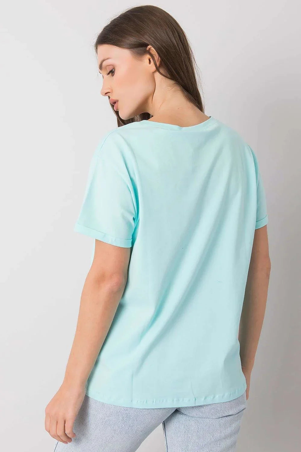 Women Crew-Neck Short-Sleeves T-Shirt – Stretchable - Blue -Guocali
