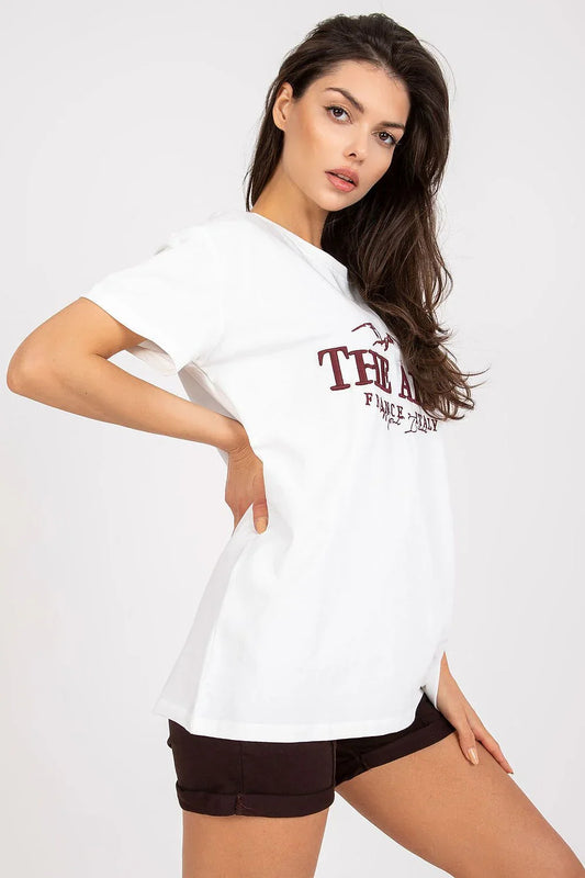 Women Crew-Neck Short-Sleeves T-Shirt – Stretchable - White -Guocali