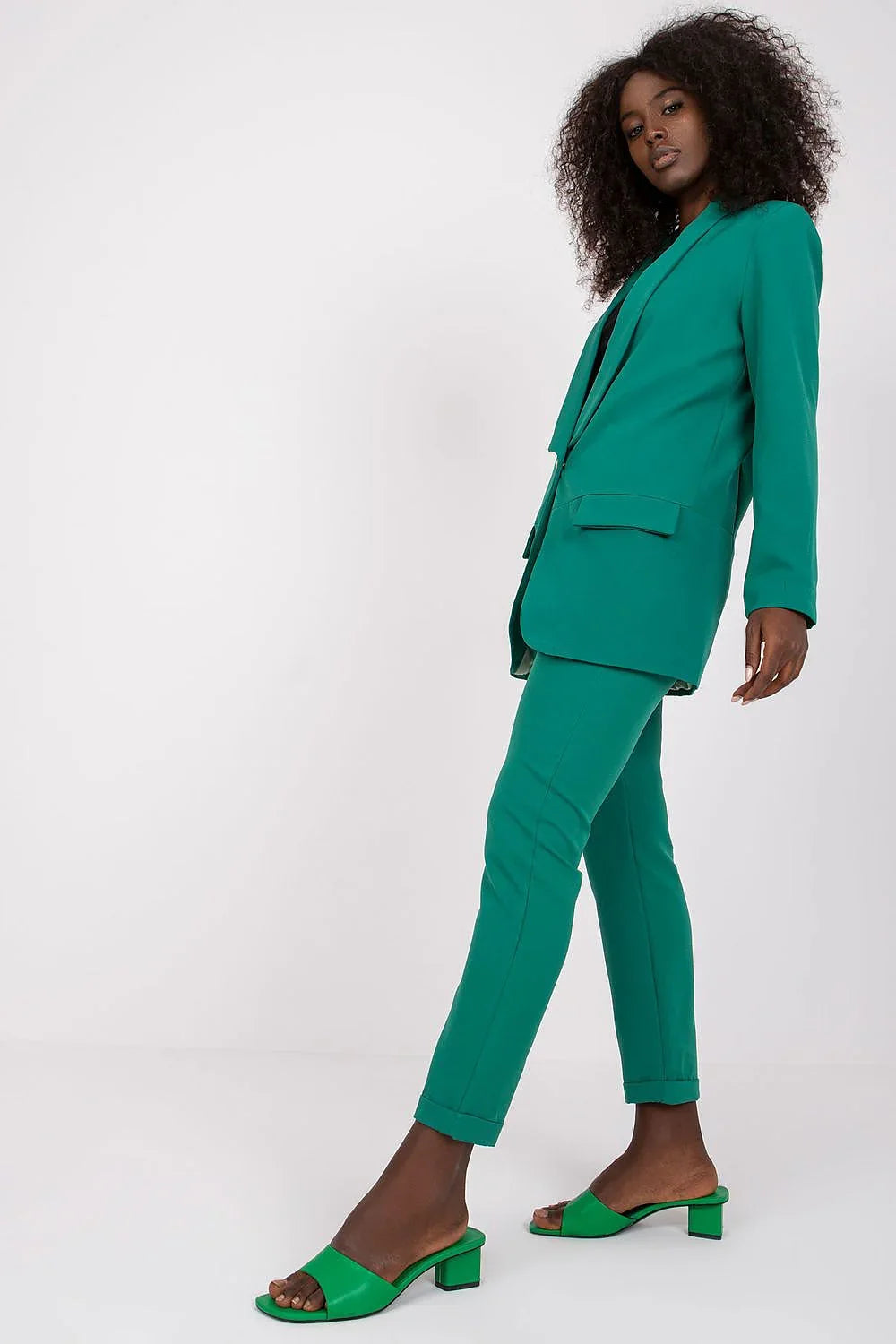 Women's Blazer - Stretchable - Button - Green -Guocali