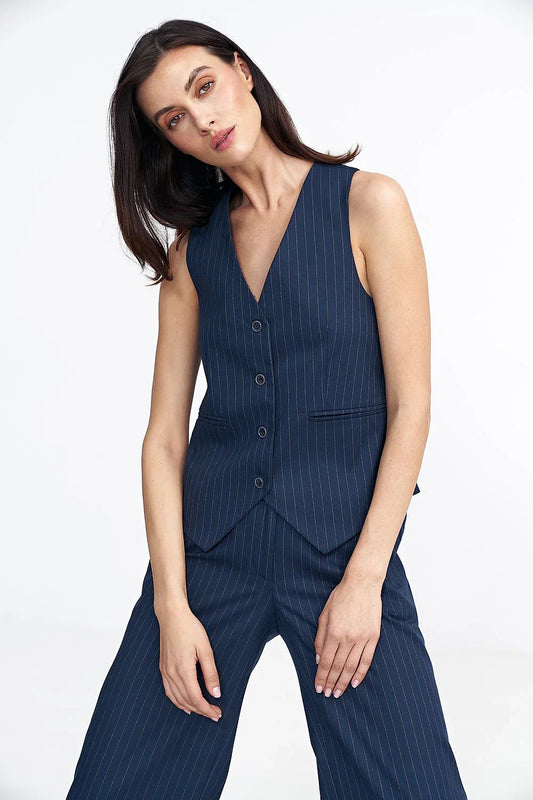 Women Suit Vest - Stretchable - Sleeveless Navy -Guocali