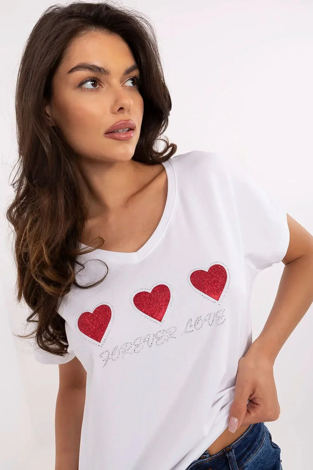 Women V-Neck Short-Sleeves T-Shirt – Breathable - White, Red -Guocali