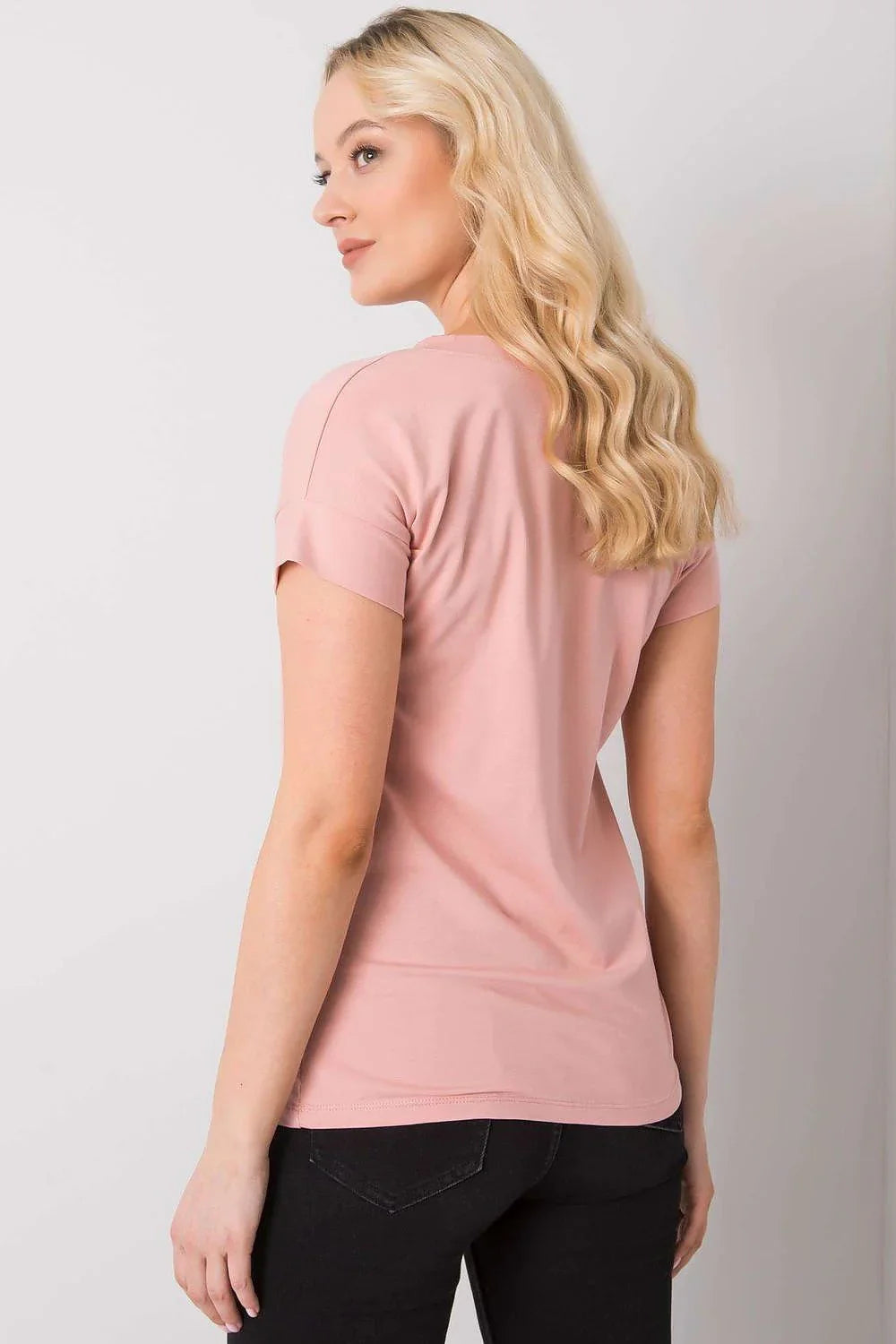 Women V-Neck Short-Sleeves T-Shirt – Stretchable - Pink -Guocali