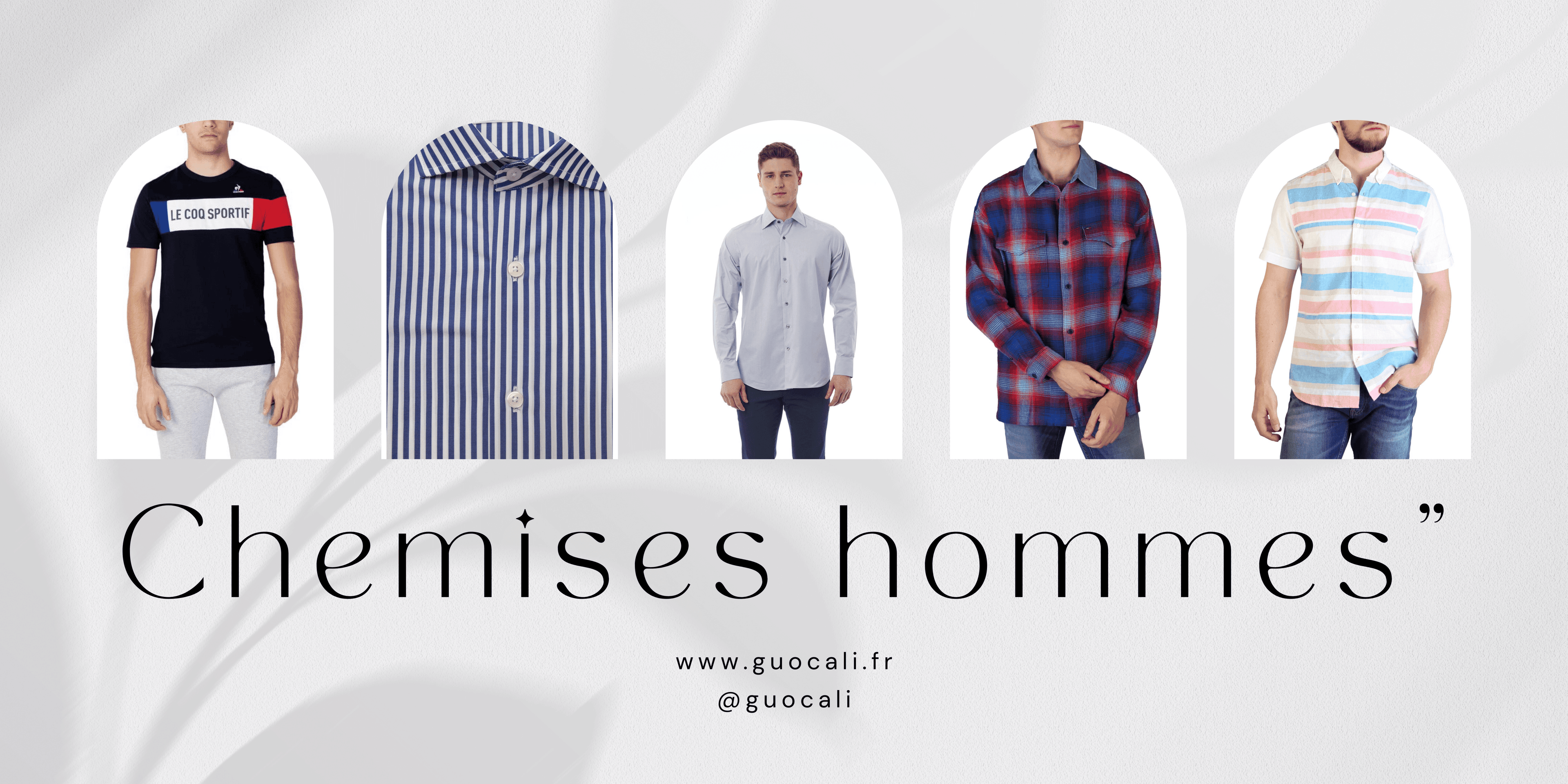 GUOCALI men's shirts collection featuring striped, checked, and casual luxury designs