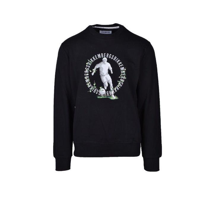 Black Bikkembergs sweatshirt with soccer player graphic and sporty luxury fashion design