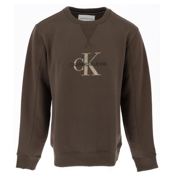 Men's brown Calvin Klein sweatshirt with CK logo on front, displayed on white background