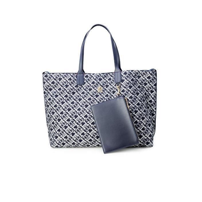 Tommy Hilfiger blue patterned tote bag with matching attached pouch