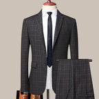 Professional Men’s Suit - Plaid Single-Breasted