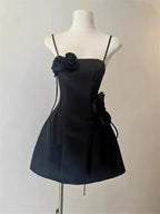 3D Flower Waist Camisole Short Party Dress -Guocali