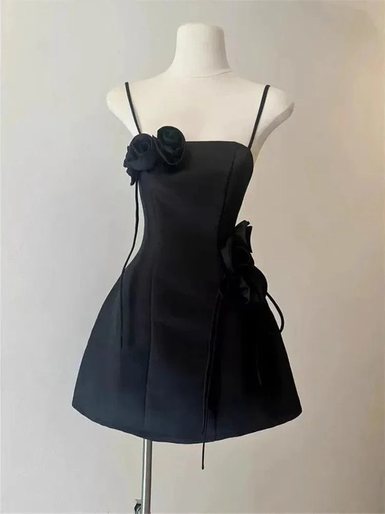 3D Flower Waist Camisole Short Party Dress -Guocali