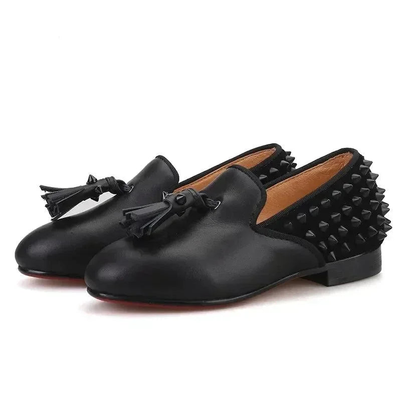 Kids Casual Tassel Dress Loafers - Slip-On Flat Formal Dress Shoes
