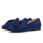 Kids Dress Tassel Smoking Loafers - Slip-On Flat Formal Dress Shoes
