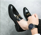Men Horse Bit Dress Loafers - Slip-On Formal Dress Shoes