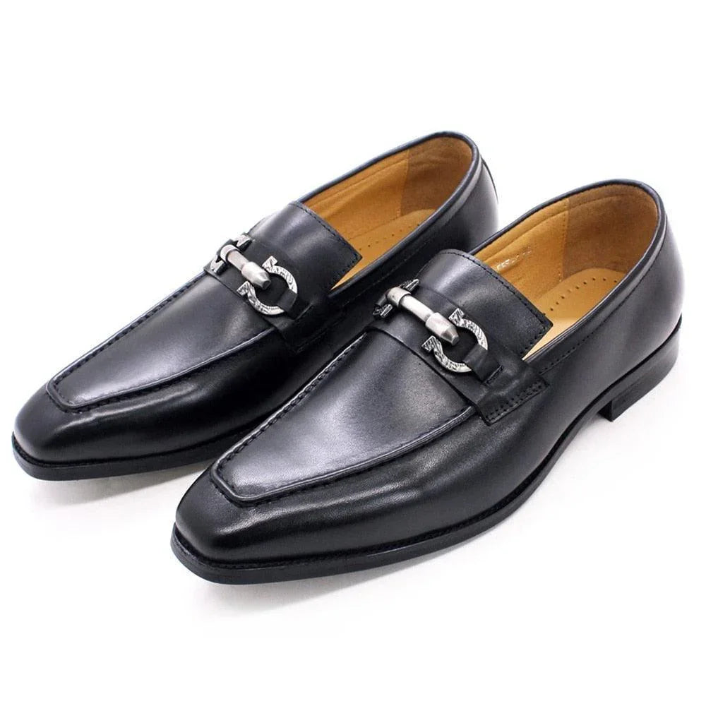 Men Horse Bit Dress Loafers - Slip-On Formal Dress Shoes