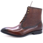 Men's Boots - Block Ankle Boots - Leather