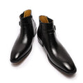 Men's Boots - Block Ankle Boots - Leather