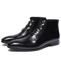 Men's Boots - Block Ankle Boots - Leather
