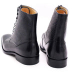 Men's Boots - Block Ankle Boots - Leather