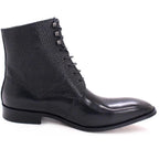 Men's Boots - Block Ankle Boots - Leather