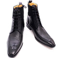 Men's Boots - Block Ankle Boots - Leather