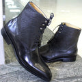Men's Boots - Block Ankle Boots - Leather